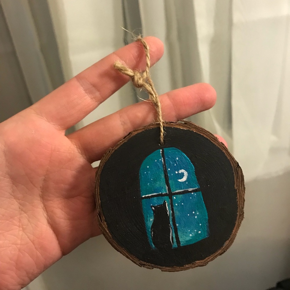Cat in window Christmas ornament